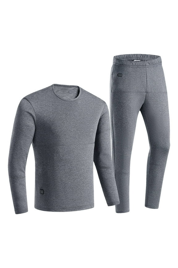 18 Areas Heating Underwears Suit, USB Electric Heated 3-Level Temperature Smart Dual Control Winter Thermal Shirt and Pant