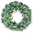thumbnail image 1 of 18” Artificial Eucalyptus Wreath, Full & Lifelike Greenery Wreath with Frosted Tips, Christmas Door Decoration, All-Season Farmhouse Wedding Wall & Outdoor Decor, 1 of 12