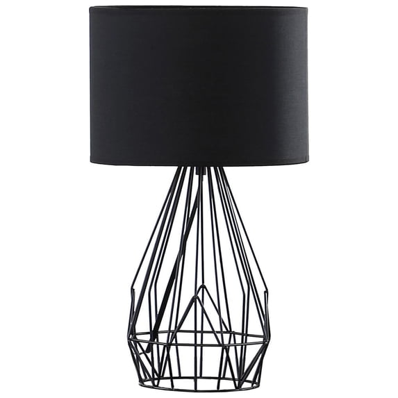 18†Asymmetric Black Cage Metal Table Lamp