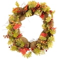 thumbnail image 1 of 18" Autumn Harvest Decorative Artificial Berry Leaves Acorns Pinecones and Burlap Wreath - Unlit, 1 of 6