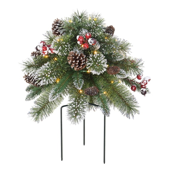 18" B/O Snowy Urn Filler 48 Tips 35 Warm White LEDs (3 x AA batteries not included) 6/18 Hours On/Off Time Function