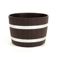 thumbnail image 1 of RTS Home Accents 100% Recycled Polyethylene 18 inch Heavy Duty Better Barrel Planter With Rusting Steel Bands, Walnut Color, 1 of 8