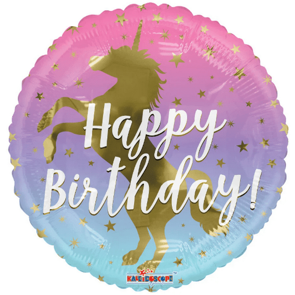 18" BIRTHDAY UNICORN OMBRE Balloon  Party Supplies Decorations Foil Mylar Balloon