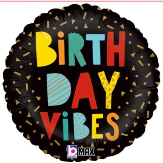 18" BIRTHDAY VIBES Balloon Party Supplies Decorations Foil Mylar Balloon