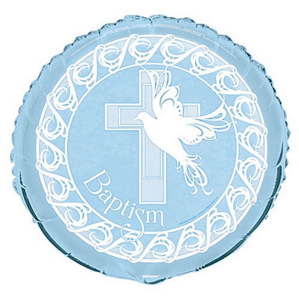 UNIQUE 18" Baptism Dove Cross Theme Blue Foil Balloon ( 3 Balloons )