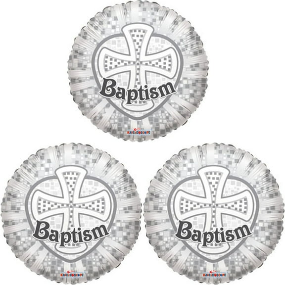 18" Baptism Silver Cross Theme Foil Balloon ( 3 Balloons )