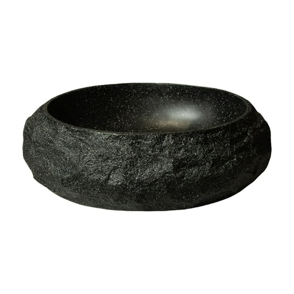 18'' Bathroom Sink, Irregular Oval Resin Vessel Basin with Stone Pattern, Artistic Style Sink, NO Faucet, Dark Gray