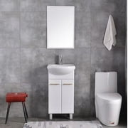 18" Bathroom Vanity Ceramic Sink Freestanding Bathroom Cabinet Bathroom Mirror Faucet and Drain Included