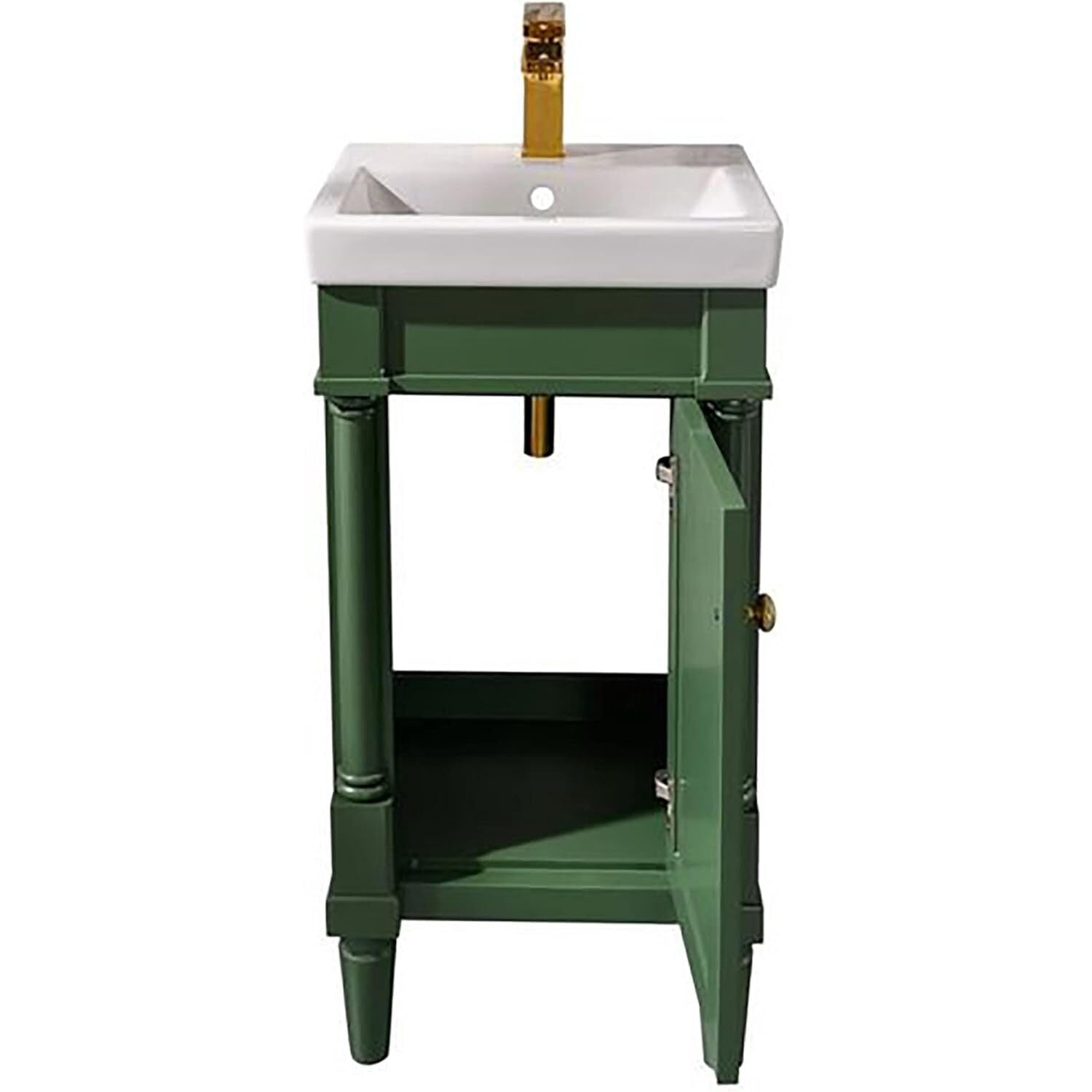 18" Bathroom Vanity Sink Combo - Green Finish with Ceramic Top