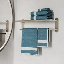 18'' Bathroom Wall Mount Towel Rack Shelf with a Towel Bar, Brushed Nickel, by Fixsen