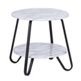 thumbnail image 1 of 18" Black And Marble White Manufactured Wood And Steel Round End Table, 1 of 8