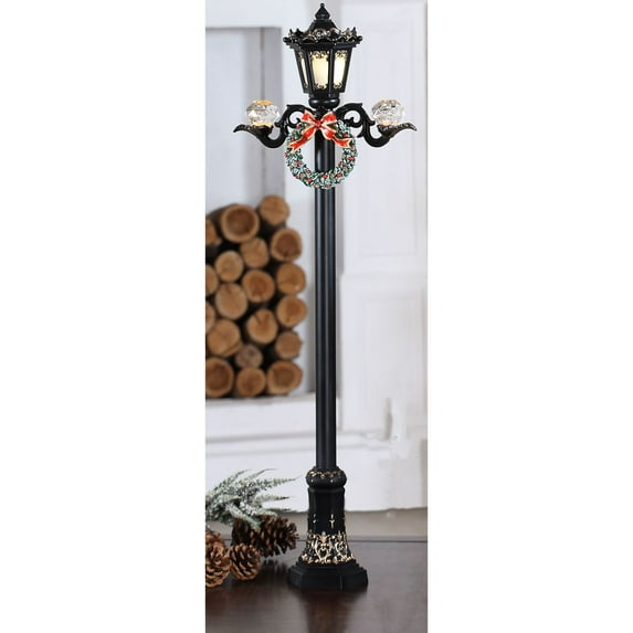 18" Black Contemporary LED Lighted Street Lamp Tabletop Decor