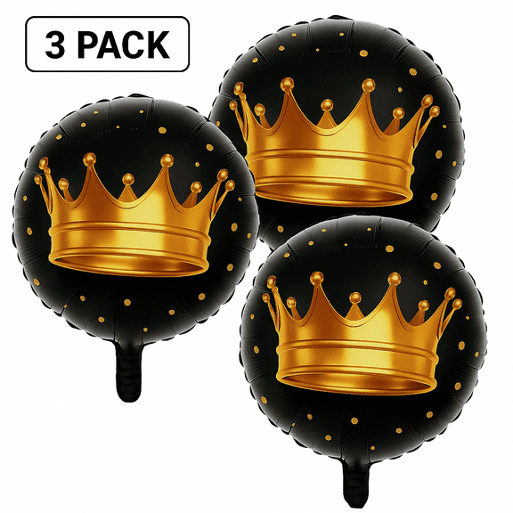 18" Black Crown Shaped Mylar Foil Balloon Party Celebrations