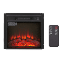 18" Black Electric Fireplace Insert - 1400W Electric Fireplace Heater with Remote Control, Realistic Flame & Log Set