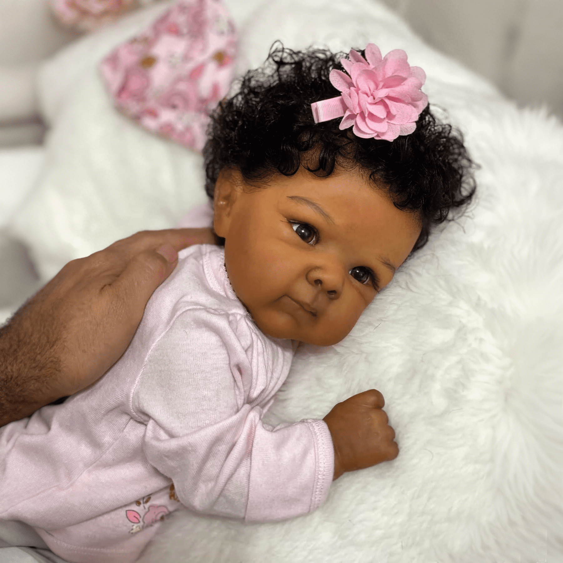 18" Black Reborn Baby Dolls with Accessories, Soft Cloth Body, Newborn Realistic Baby with Curly Natural Hair, Black African American Dolls