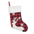 thumbnail image 1 of 18" Black and Red Buffalo Plaid Christmas Stocking with Sherpa Cuff, 1 of 7