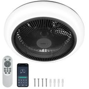 HadinEEon 18'' Black Modern LED Bladeless Ceiling Fan with Remote and App Control