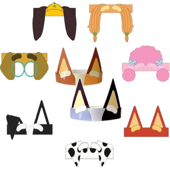 18 Blue Dog & Friends Party Favors Party Supplies Birthday Paper Crowns Headbands Tiara
