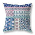 thumbnail image 1 of 18â€ Blue Pink Patch Indoor Outdoor Zippered Throw Pillow, 1 of 5