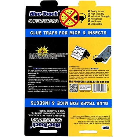 18 Blue-Touch Mouse Glue Traps, Professional Sticky Glue Traps/Boards for mice/ Insect/Lizard/Spider/House pests. 8.5 X 5.5 Inches 18 Traps/Pack