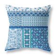 thumbnail image 1 of 18â€ Blue White Patch Indoor Outdoor Zippered Throw Pillow, 1 of 3