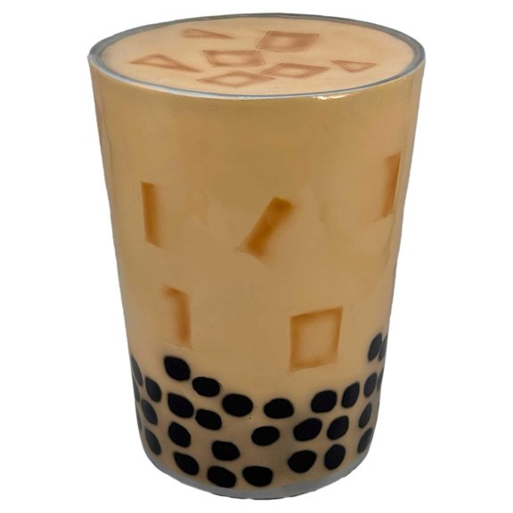 18" Boba Milk Tea Stool Side Table | Asian Bubble Tea Boba Accent Table Cute Fantasy Fun Eclectic Home Decor Resin