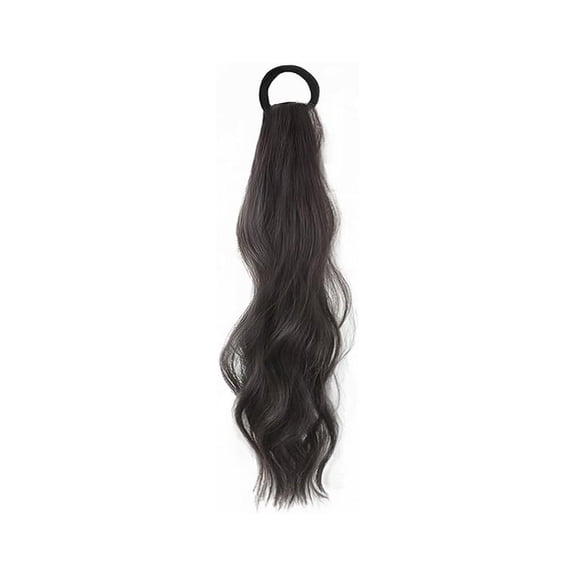 18 Body Wave Clip-in Ponytail Extension, Clips for Hair Extensions, Claw Clip Ponytail Extension with Hair Tie, Voluminous Wavy Curls Brown Black 1PCS