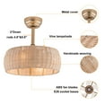 thumbnail image 1 of 18" Boho Ceiling Fan with Lights, Rattan Caged Flush Mount Ceiling Fans with Light and Control, 6 Wind Speed Ceiling Fan Light Fixture for Kitchen Bedroom Office E26 x 4, Low Noise, 1 of 17