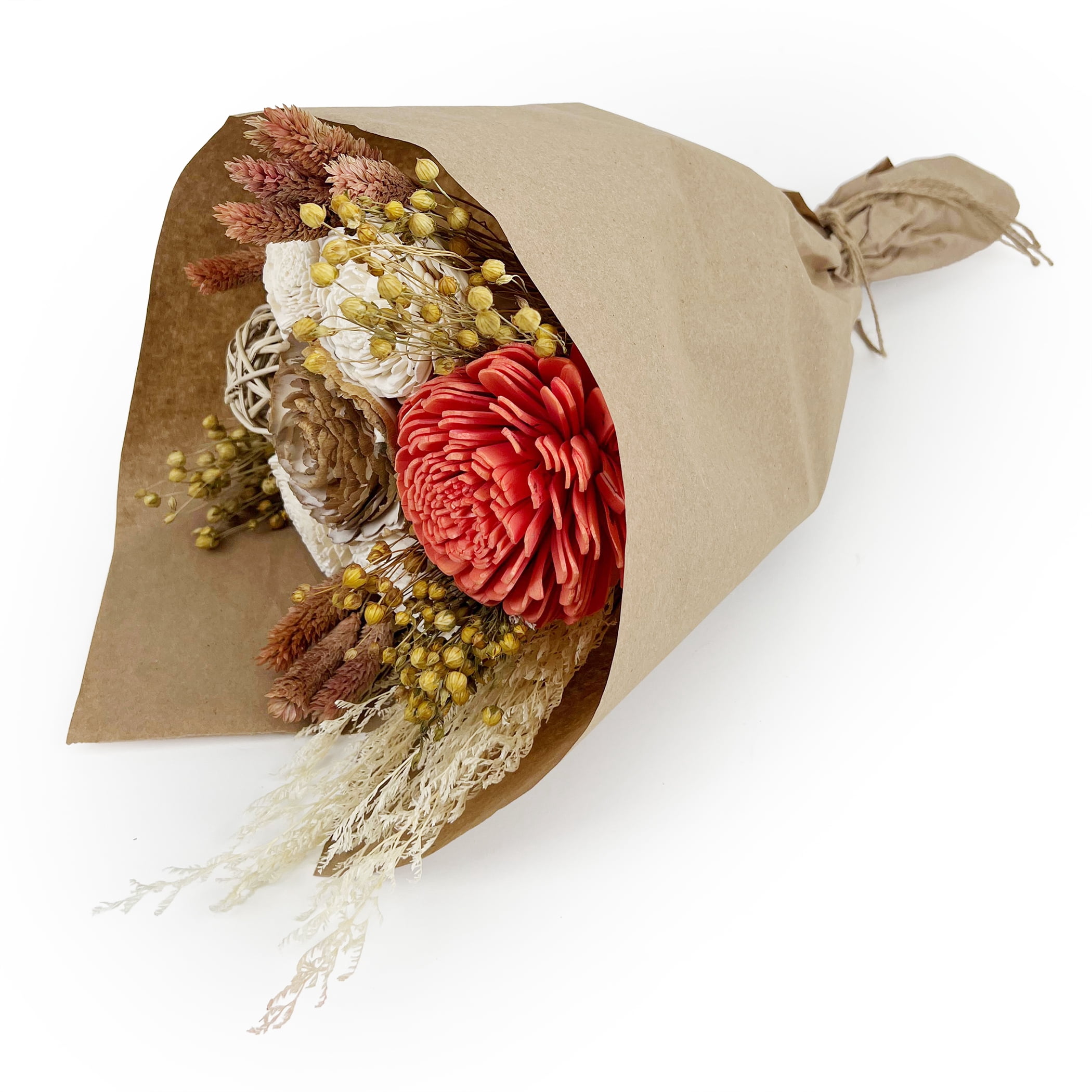18" Botanical Avenue Luna Bouquet Coral Pink, dried flower bouquet, boho floral arrangement, preserved flower bouquet, everlasting flowers, dried floral décor, coral pink home décor, handmade