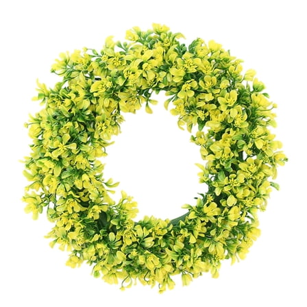 18" Boxwood Wreath for Front Door - Farmhouse Fall Wreath with Yellow Accents for Porch, Window & Wedding Decor | Indoor/Outdoor Artificial Greenery Wreath for All Seasons