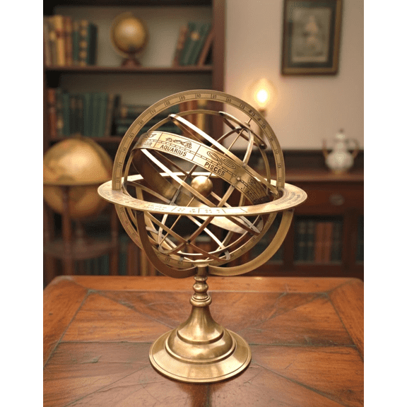 18" Brass Armillary Sphere with Sundial Arrow Classical Astronomical Garden & Tabletop Decorative gIFT