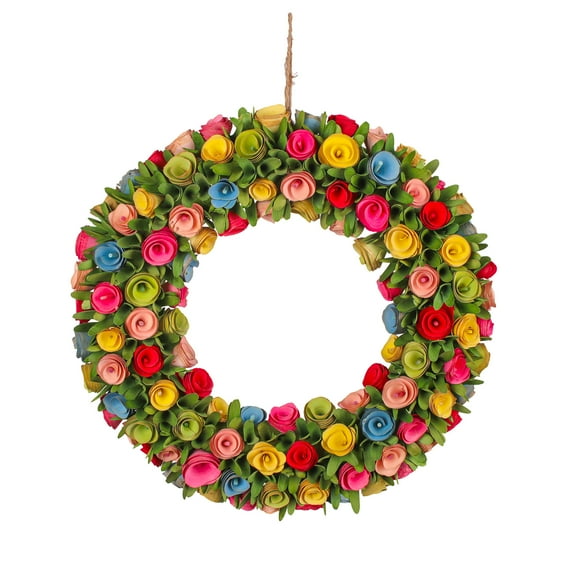 18" Bright Wood Curl Wreath