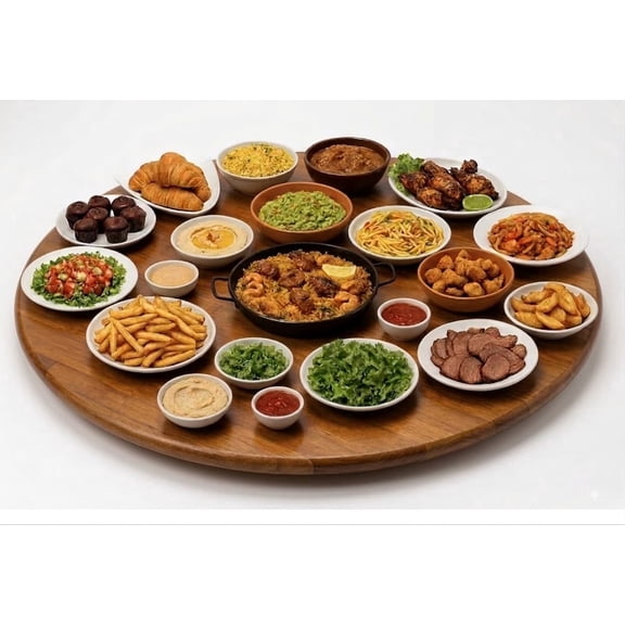 18" Brown Lazy Susan Smooth Rotating Wooden Turntable | 3/4" Thick, Durable, Spacious Table Organizer