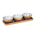 thumbnail image 1 of 18" Brown and Navy Blue Fish Pattern Dip Bowls 3 Piece Set with Tray, 1 of 5