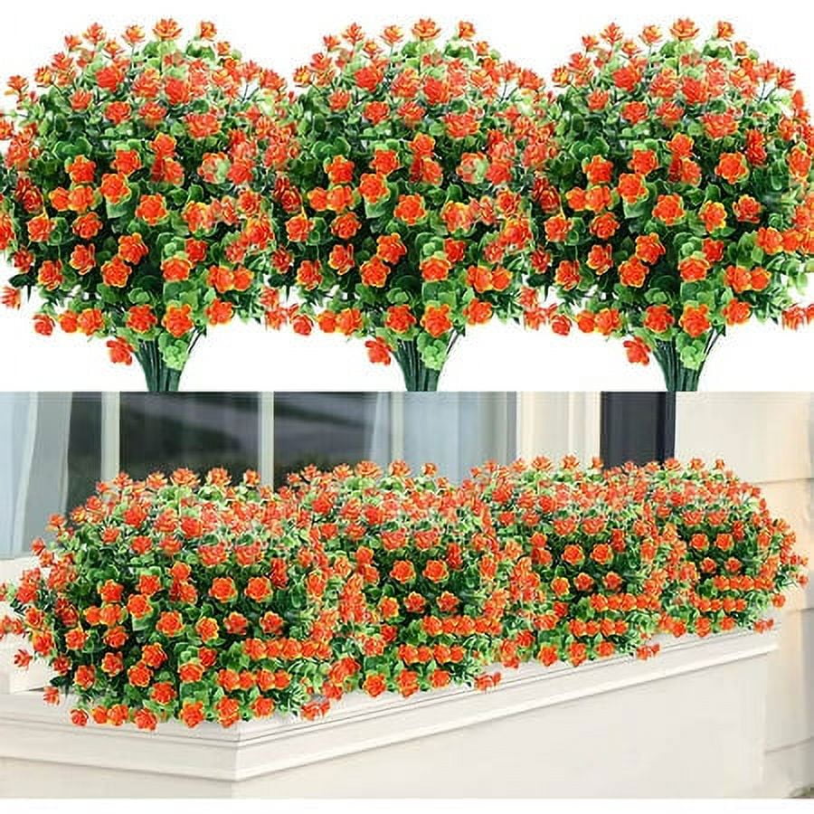 18 Bundles Artificial Flowers Fake Boxwood Shrubs UV Resistant No Fade ...