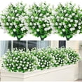 thumbnail image 1 of 18 Bundles Artificial Flowers Fake Boxwood Shrubs UV Resistant No Fade Faux Greenery Faux Plastic Lotus for Home Garden Hanging Planter Indoor Porch Patio Office Wedding Decoration (White), 1 of 7