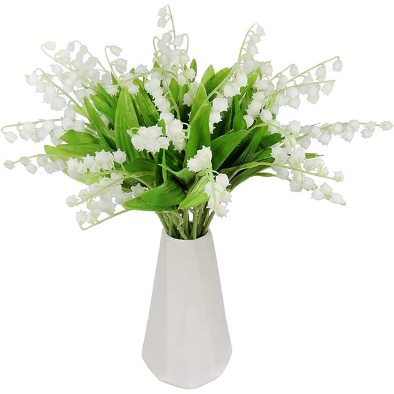 18 Bundles Lily of The Valley Artificial Flowers White Orchid Wedding Holding Flowers Bouquet for Home Garden Wedding Party Decor