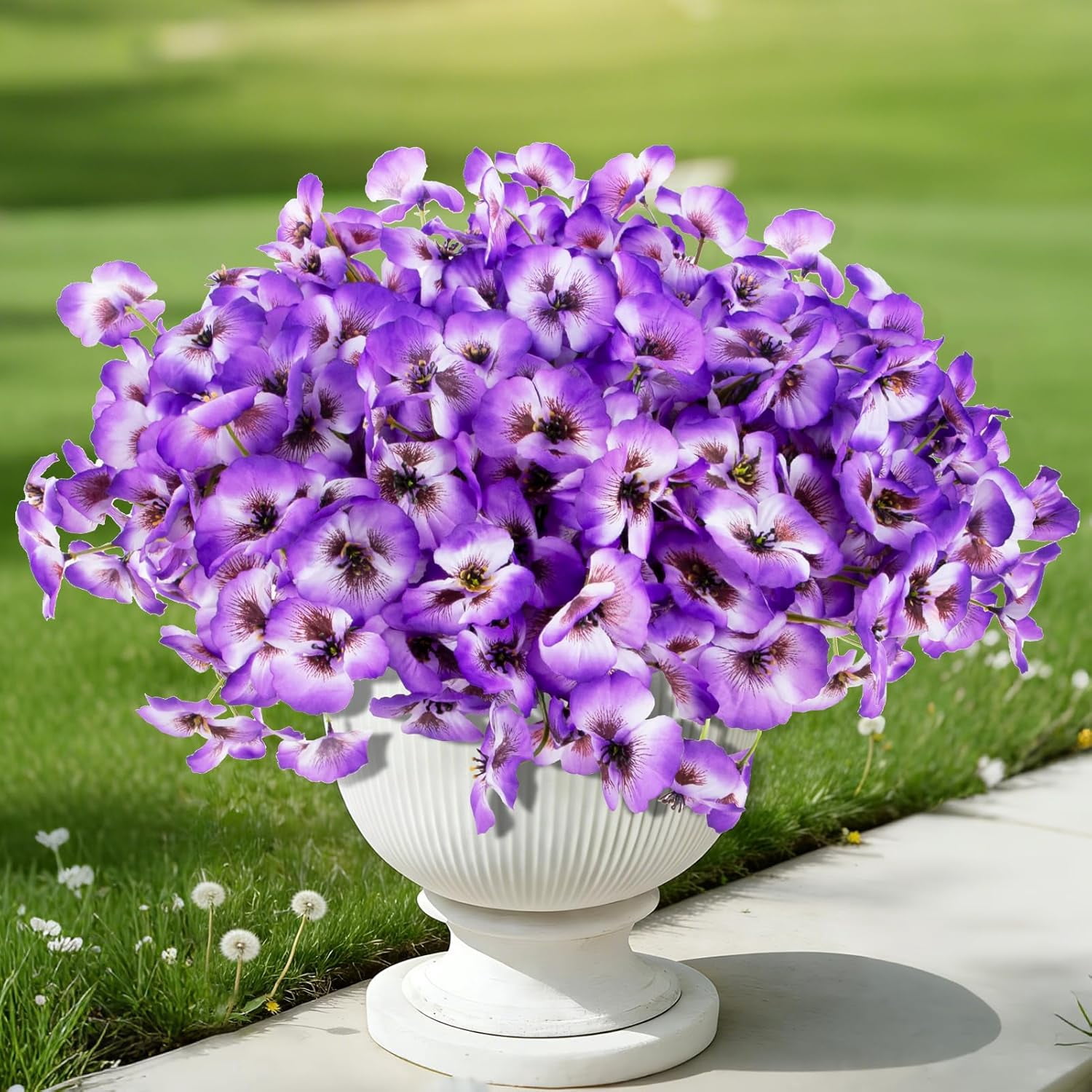 18 Bundles Outdoor Fake Flowers Pansies Faux Artificial Plants for ...
