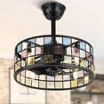 thumbnail image 1 of 18" Caged Ceiling Fan with Light Remote Control Reversible Blades 3 Speeds Modern Indoor Lighting Fixture, 1 of 4