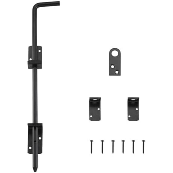 18" Cane Bolt, Heavy Duty Gate Drop Rod, Cane Bolts for Gates, Fence Gate Hardware, Metal Gates Doors Stopper for Gate Ground, Black$$Tools & Hardware Other