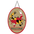 thumbnail image 1 of 18" Canvas Maryland State Flag Crab “Welcome" Oval Door Banner, 1 of 1