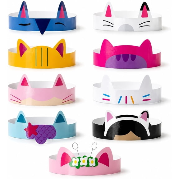 18 Cat Dollhouse & Friends Paper Crowns Headbands Tiara Party Favors