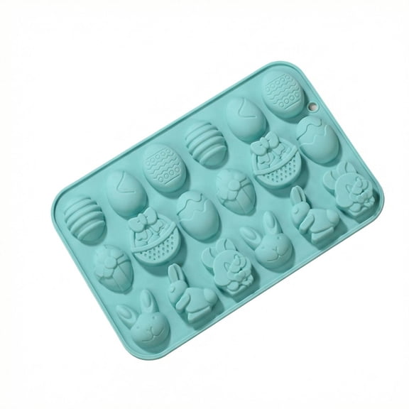 18-Cavity Easter Silicone Cake Mold, DIY Cartoon Animal and Egg Shaped Chocolate Mold, Sphere Design for Baking, Candy and Resin, Flexible, BPA Free, Perfect for Holiday Treats,Green