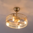thumbnail image 1 of 18'' Ceiling Fan Light Bamboo Caged Ceiling Fans Light W/ Remote Control&Battery, 1 of 15