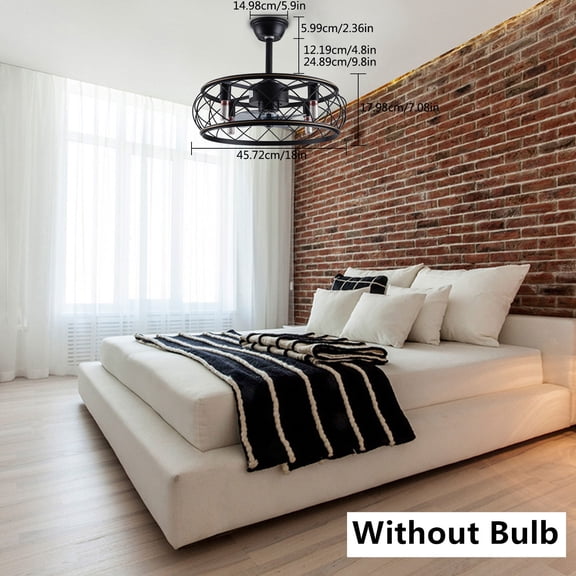 18" Ceiling Fan Light Vintage Caged Chandelier with Remote Fan Light Fixture
