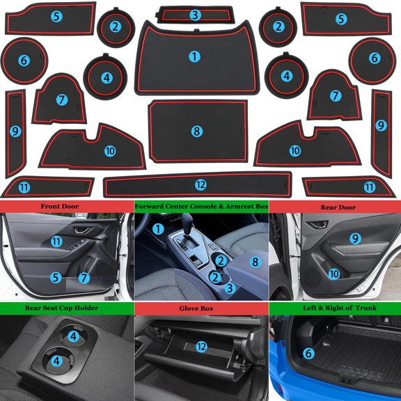 18 Center Console Liner Cup Holder Insert Mat Set, Fits 2024 2025 2026 Crosstrek and Impreza, Anti-Slip Interior