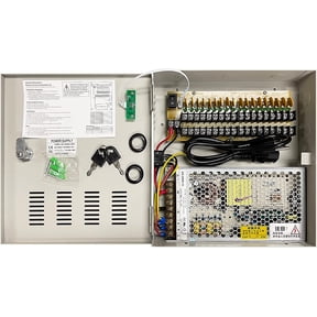 18 Channel 18 Port Power Box Security Camera 12V DC 20A Amp CCTV DVR Power Supply Switch Box Key Locked LED Light Full Metal Housing