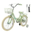 thumbnail image 1 of 16/18 Inch Bike Kids Bicycle with Basket, Girls Bikes Ages 5-10, Kids Bicycles with Front and Rear Brakes, Kid Bike with Training Wheels, Kickstand, Rear Seat, 1 of 14