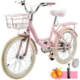 thumbnail image 1 of 16/18 Inch Bike Kids Bicycle with Basket, Girls Bikes Ages 5-10, Kids Bicycles with Front and Rear Brakes, Kid Bike with Training Wheels, Kickstand, Rear Seat, 1 of 15