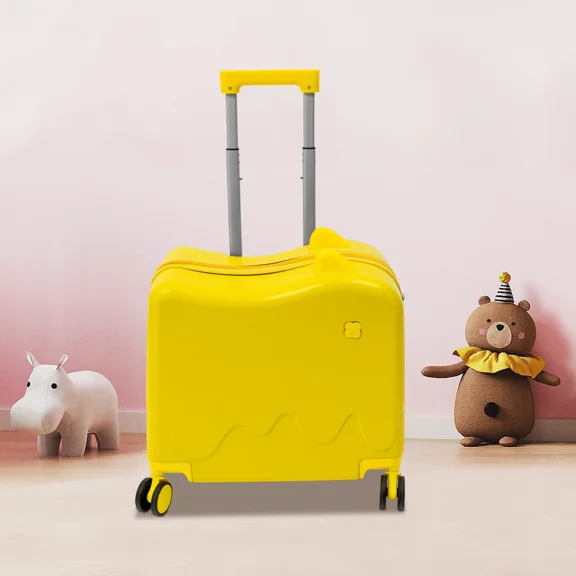 18" Children's Luggage Case Rolling Kids Ride-On Suitcase W/ Lock & Stickers